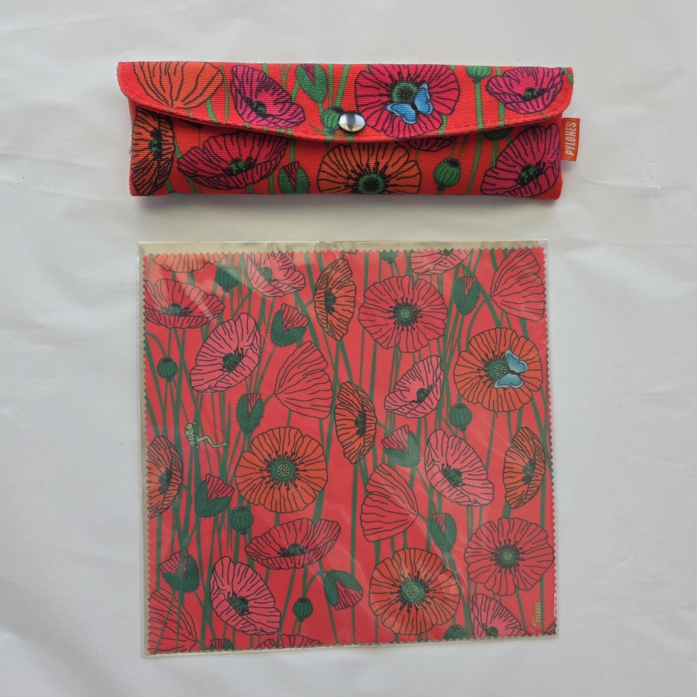 Pylones Poppies Travel Utensils Kit & Microfiber Cloth